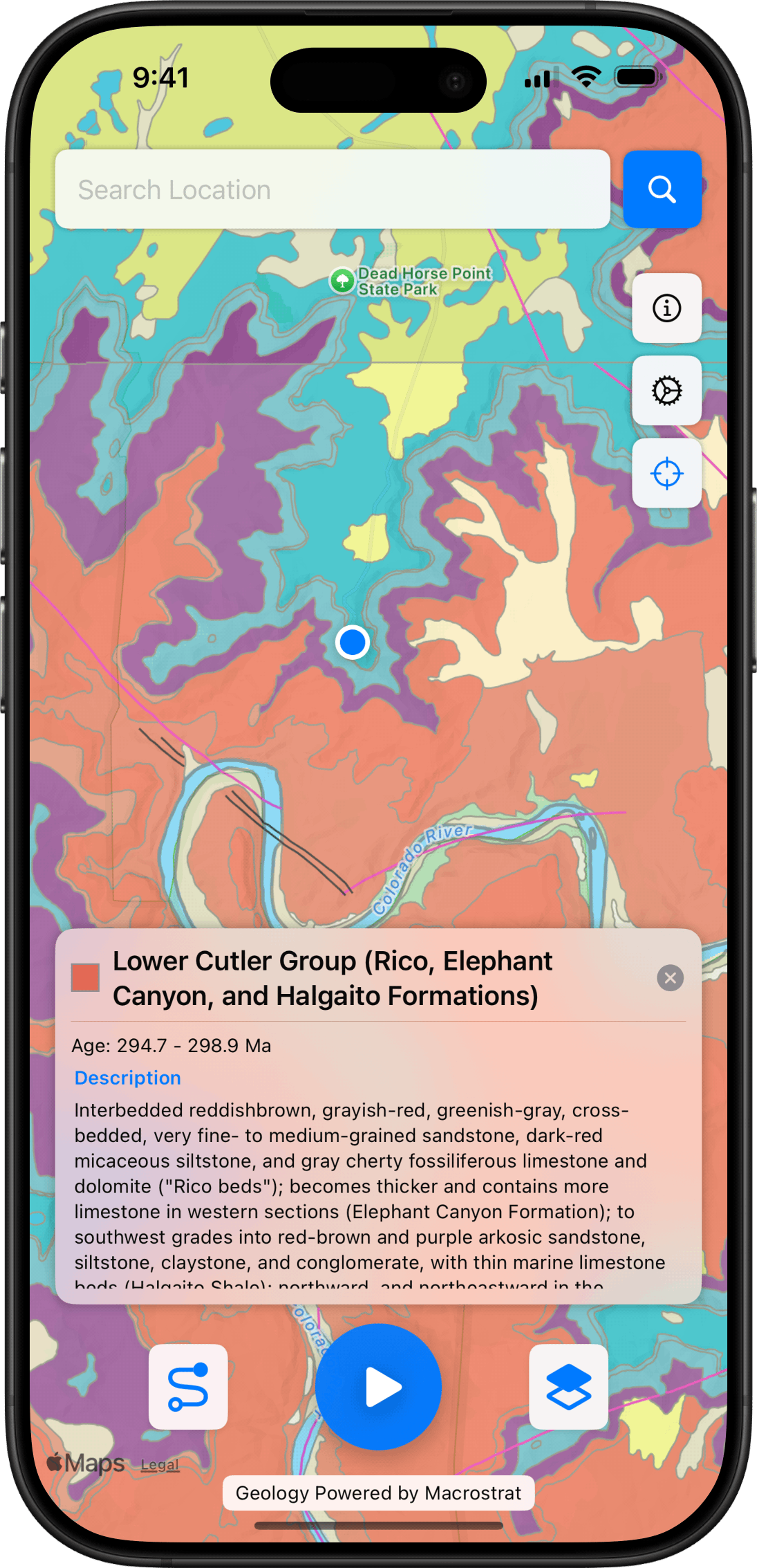 Backseat Geologist App - screenshot 2 - Dead Horse Point State Park